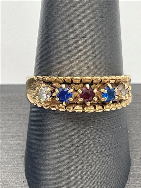 14k Gold Sapphire, Ruby, Diamond Ring
