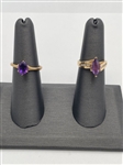 (2) 14k Gold Amethyst Rings