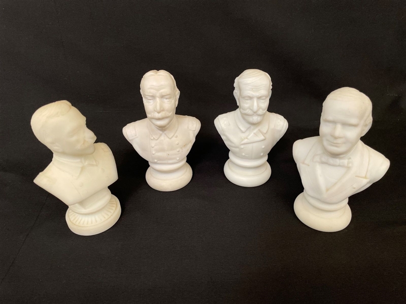 (4) Small Alabaster Figural Portrait Busts