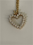 14k Gold Heart CZ Pendant and Chain