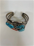 Nelson Emerson Sterling and Turquoise Large Cuff Bracelet