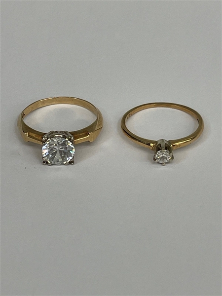 (2) 14k Gold Rings Diamond and Topaz