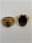 (2) 10k Gold Rings, Jade and Citrine