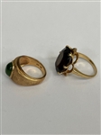 (2) 10k Gold Rings, Jade and Citrine