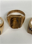 (3) 10k Gold Men's Rings Onyx, Tiger Eye