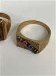 (3) 10k Gold Men's Rings Onyx, Tiger Eye