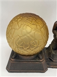 1950's Spelter Table TV Figural Lamp With Amber Shade