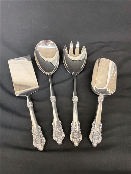 (4) Wallace Sterling Handled Grand Baroque Serving Pieces