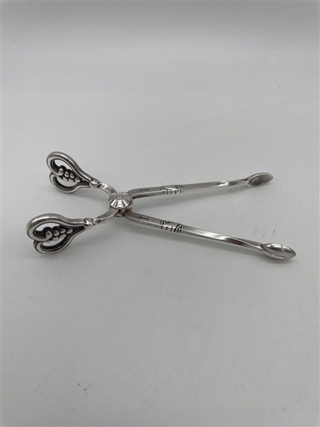 Georg Jensen Sterling Silver Sugar Tongs Heart Handles