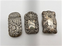 (3) Art Nouveau Sterling Silver Match Safes