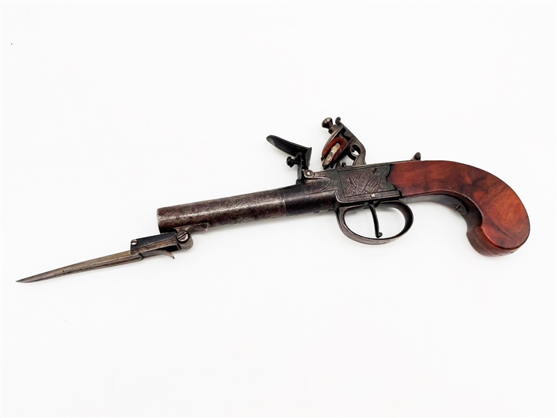 Bristish Boxlock Flint Pistol With Bayonet