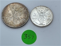 (1) Mexico 1/2 Onza and (1) 1 Onza .999 Silver (#357)