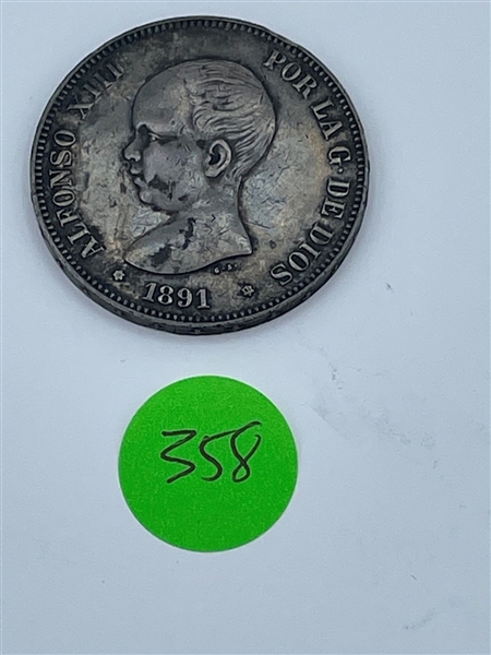 1891 Spain 5 Pesetas KM 689 (#358)