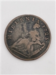 (2) 1723 Woods Hibernia Colonial Copper 1/2 Pennies (#372)