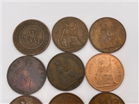 (15) Great Britain Copper One Penny Coins (#379)
