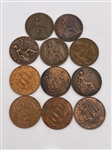 (11) Great Britain Copper Half Pennies (#380)