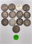 (13) France 2 Francs Silver Coins (#382)