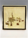 Cedric Chang 1966 Oil on Board "Chartres Cathedral No. 2"