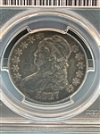 1827 50 Cent Capped Bust Square Base 2 PCGS Genuine VF Detail