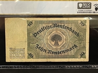 1925 Germany Weimar Republic 10 Rentenmark Bank Note Pick #170, PCGS CF15