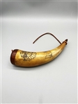 Carved Powder Horn Native American Indian and Eagle