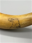 Carved Powder Horn Native American Indian and Eagle