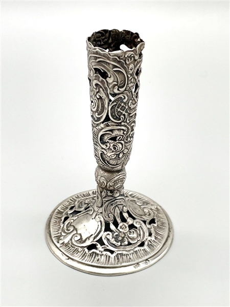 German Silver Hanau Bud Vase Possibly Wolf and Knell