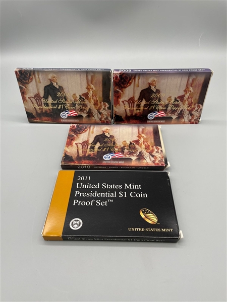 2008, 2009, (2) 2010 Proof Presidential $1 Coin Sets
