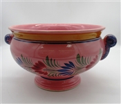 Quimper Faience Pink Lidded Soup Tureen with Under Plate and Ladle