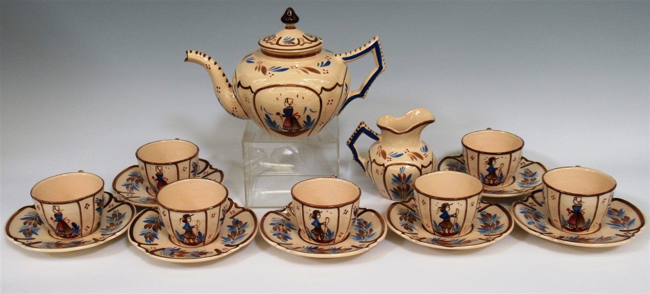 Quimper Faience Pottery Vintage Tea Set