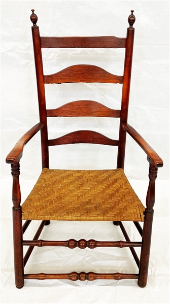 Single Shaker Ladderback Rush Seat Arm Chair