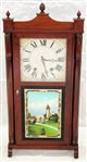 James Bishop Connecticut Mantle Clock Hand Painted Front Glass Panel