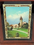 James Bishop Connecticut Mantle Clock Hand Painted Front Glass Panel