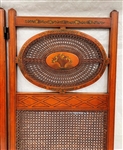 Edwardian Painted and Caned Three Panel Screen