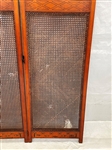 Edwardian Painted and Caned Three Panel Screen
