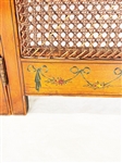 Edwardian Painted and Caned Three Panel Screen