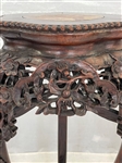 Chinese Rosewood Carved Marble Inlay Top Pedestal