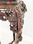 Chinese Rosewood Carved Marble Inlay Top Pedestal