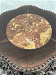 Chinese Rosewood Carved Marble Inlay Top Pedestal
