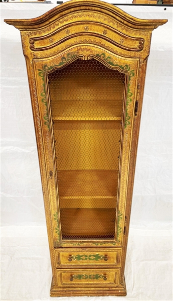 French Provincial Shelving Unit With Metal Screen Door