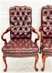 Pair of Tufted Leather Executive Gooseneck Chairs