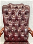 Pair of Tufted Leather Executive Gooseneck Chairs