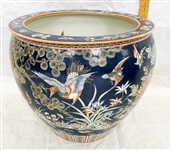 Contemporary Koi Fish, Bird of Paradise Large Jardiniere