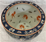 Contemporary Koi Fish, Bird of Paradise Large Jardiniere