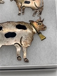 Mexican Sterling Silver Cow Brooch and Matching Earrings