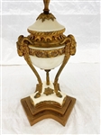 19th Century Louis XV Style Marble White Top Table With Rams Head Urn Detail Base