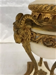 19th Century Louis XV Style Marble White Top Table With Rams Head Urn Detail Base