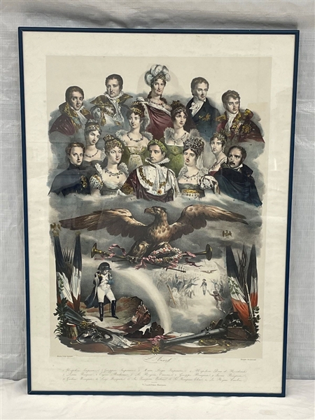 Hand Tinted Engraving Napoleon Family Engraved by Enrico Corty
