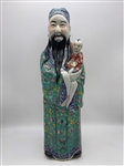 Famille Rose Fu Lu Shou Star god of Prosperity Figurine