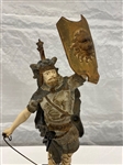Spelter Sculpture Roman Soldier With Shield Cold Painted